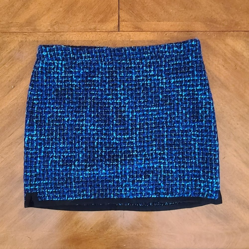 J. Crew Blue Tweed Skirt (Size 12)